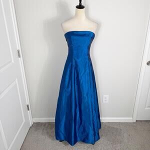 Vintage 90s Roberta Strapless Mermaid Blue Long Formal Dress Women’s Size 3/4